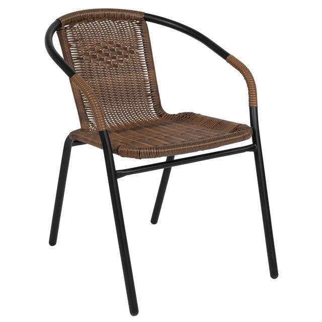 Rattan Indoor/ Outdoor Metal/ Rattan Stackable Chairs (Set of 2)