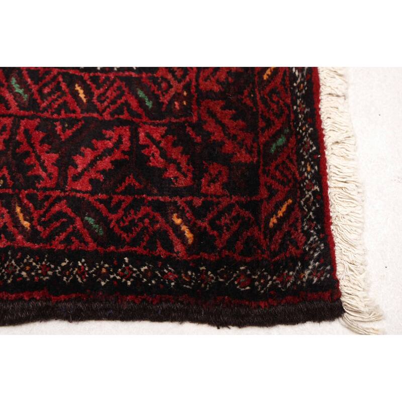 ECARPETGALLERY Hand-knotted Teimani Black, Red Wool Rug - 3'3 x 7'2