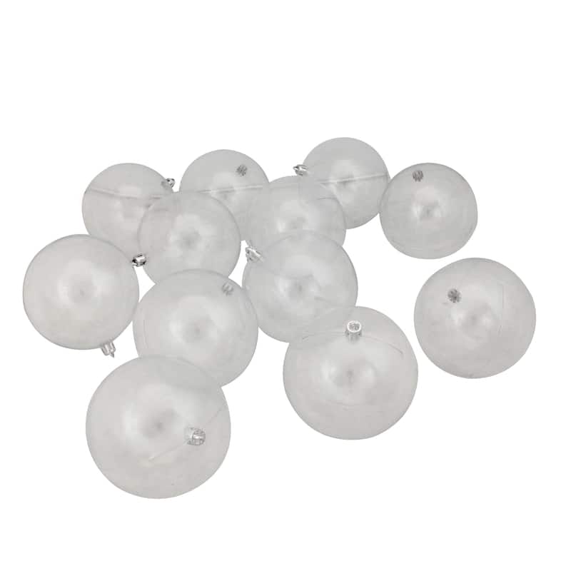 Shatterproof Shiny Christmas Ball Ornaments - 4" (100mm) - Clear - 12ct