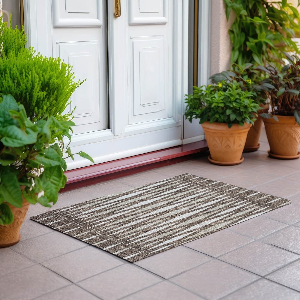 Machine Washable Indoor/ Outdoor Chantille Mosaic Contemporary Rug