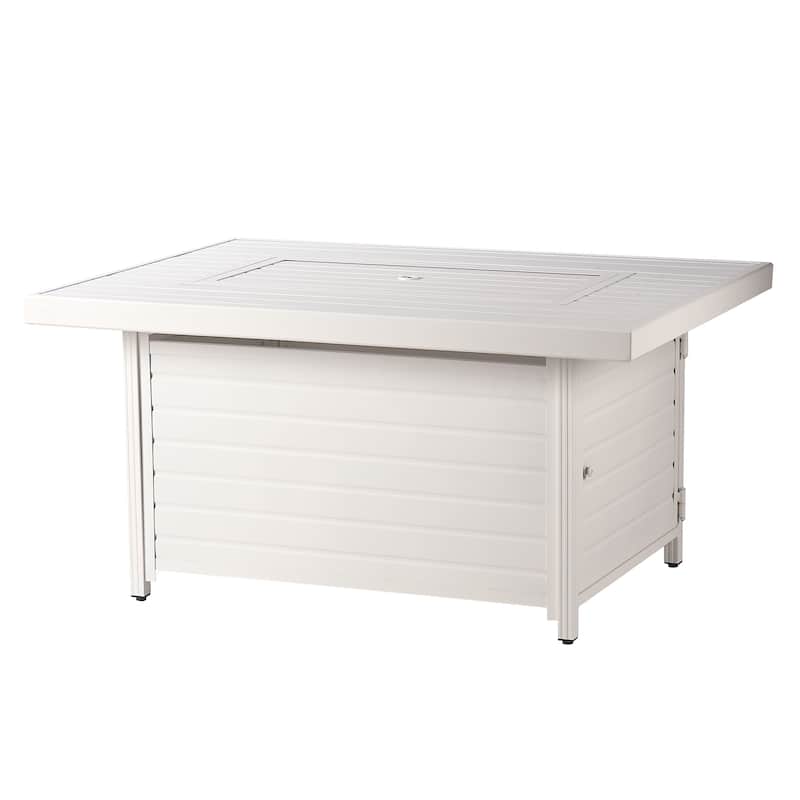 Rectangular 48 in. x 36 in. Aluminum Propane Fire Pit Table, Glass Beads, Two Covers, Lid, 57,000 BTUs - N/A