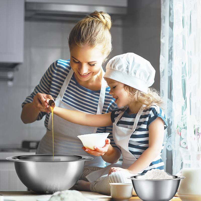 Joytable 14 Piece Premium Nesting Stainless Steel Mixing Bowls with Measuring Cups and Spoons Set