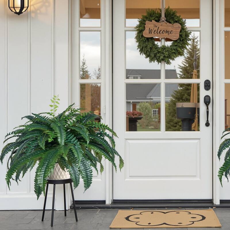 Green Artificial Silk Fabric Large Boston Fern Plant with Lush Branches