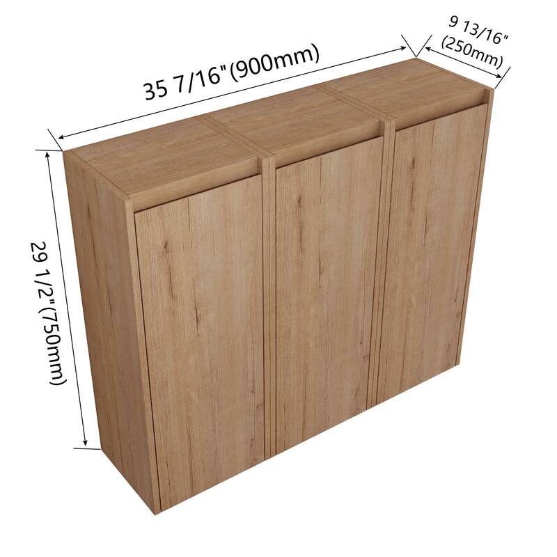 Modern Wall-Mounted Bathroom Side Cabinet with Soft-Close Doors, Floating Design, 6 Storage Compartments, 12-Inch Width