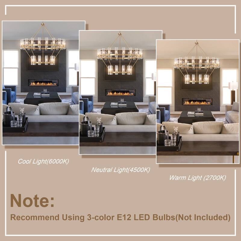 KAYLA 60in 30-Lights Gold Luxury Wagon Wheel Chandelier