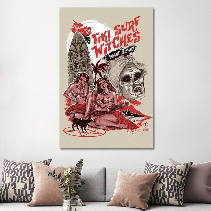 iCanvas "Tiki Surf Witches Want Blood" by Steven Rhodes Canvas Print