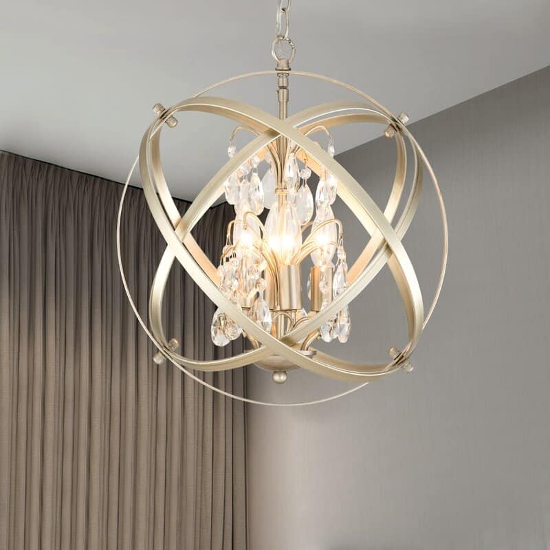 Maxax 4-Light Unique/Statement Globe Chandelier with Crystal