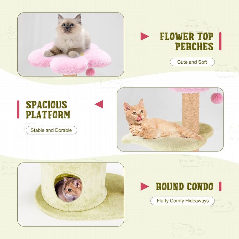EROMMY Cat Tree – Multi-Level Cat Tower with Sisal Scratching Posts & Swing Ball, Modern Cat Furniture for Indoor Cats