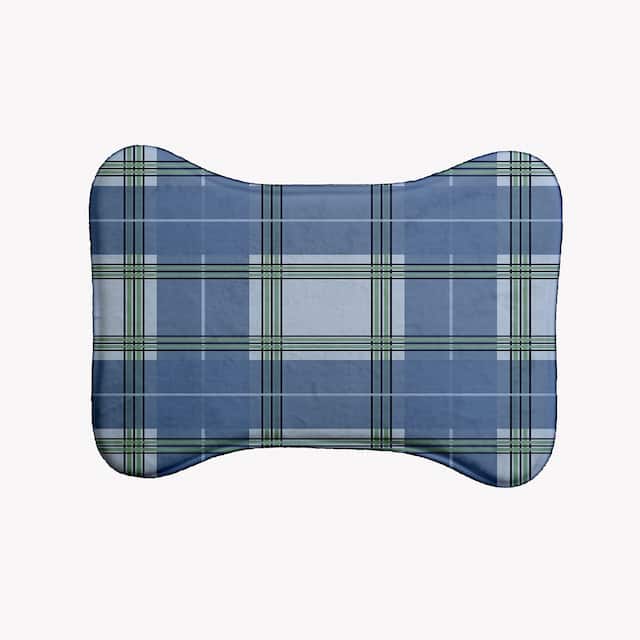 Scotish Plaid Pet Feeding Mat for Dogs and Cats - Blue - 19" x 14"-Bone