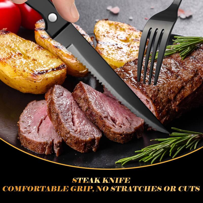 48 Pieces Flatware Set With Steak Knives Stainless Steel Service For 8