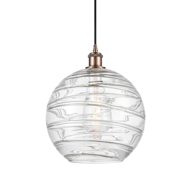 Innovations Lighting 516-1P-15-12 Athens Pendant Athens 12" Wide - Clear Deco Swirl / Antique Copper