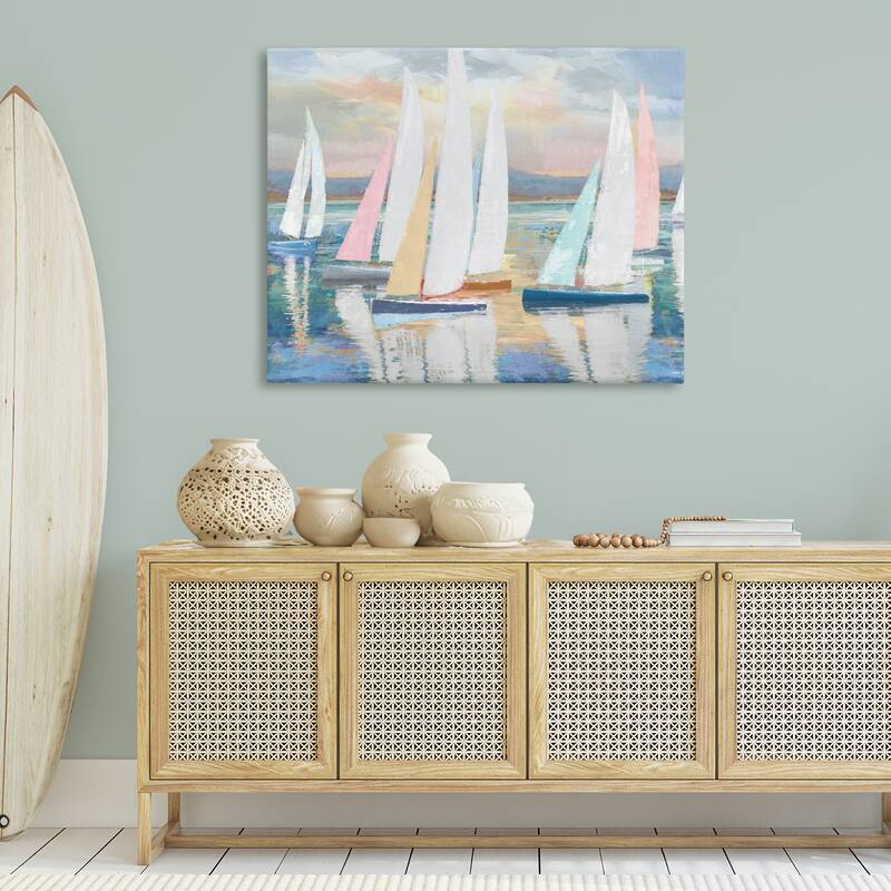 Stupell Abstract & Pastel Sailboat Fleet Canvas Wall Art Design By Amber Sterling