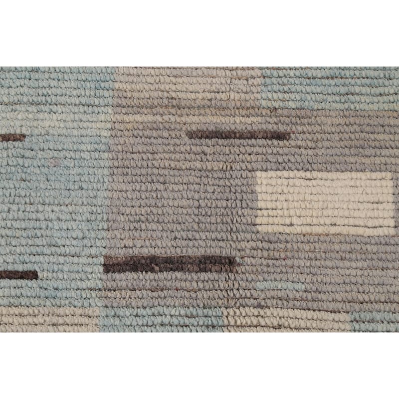 All-Over Abstract Moroccan Modern Area Rug Hand-Knotted Wool Carpet - 9'0"x 12'6"