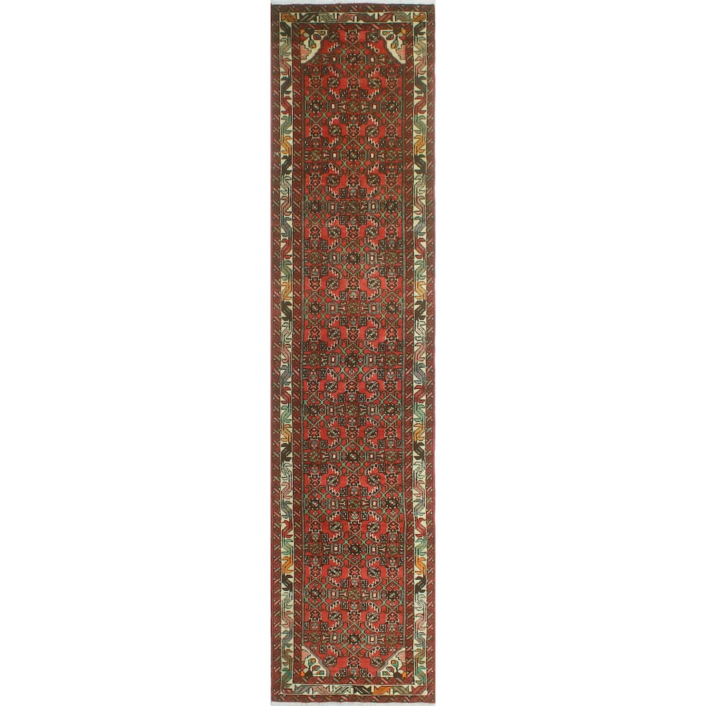 Fine Vintage Distressed Najeeba Rust/Ivory Runner - 2'7" x 11'5"