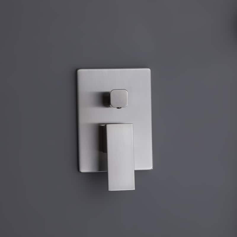 Wall Mounted Square Rainfall Pressure Balanced Complteted Shower System with Rough-in Valve, 10 inches Matte Black