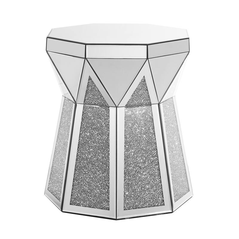 20" Modern Square Coffee Table with Crushed Diamonds Framing for Living Room