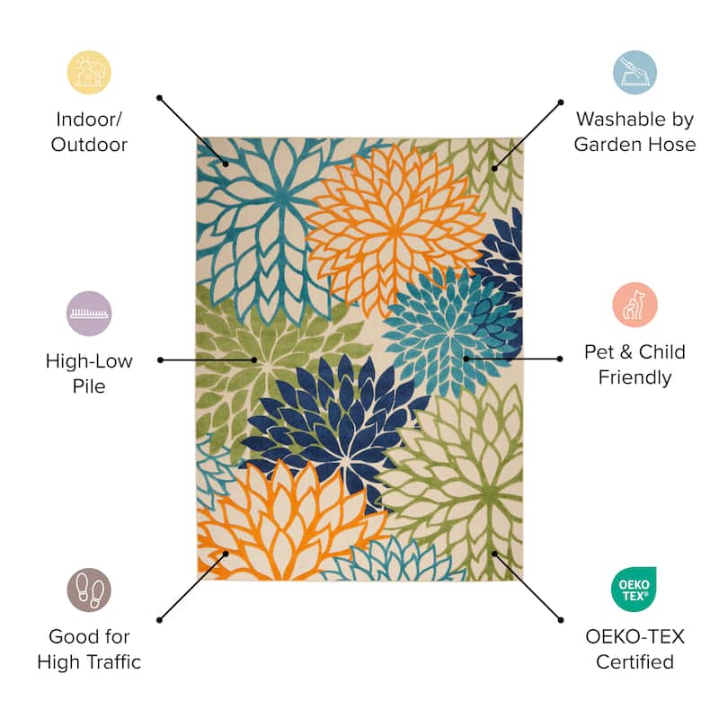 Nourison Aloha Floral Modern, Indoor/Outdoor Area Rug