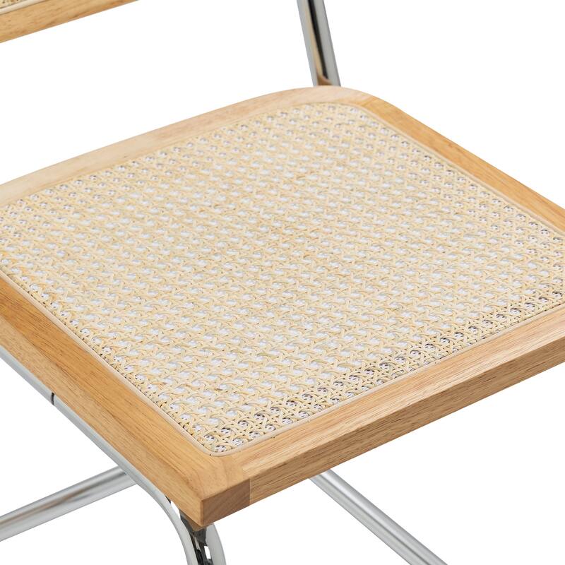 Set of 2 Barnaby Natural Wooden Dining Chair with Chrome Legs