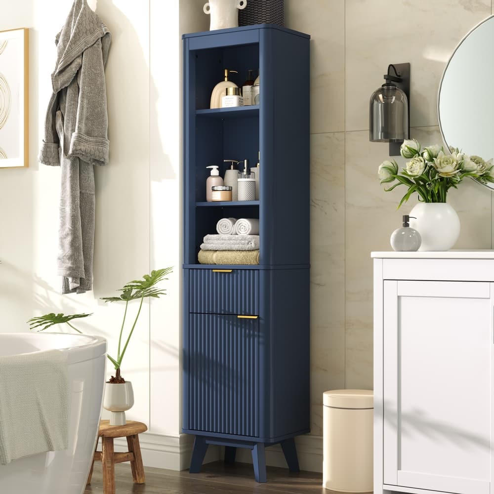 Christopher Knight Home - Modern Linen Tower with Adjustable Shelves, Drawer and Door