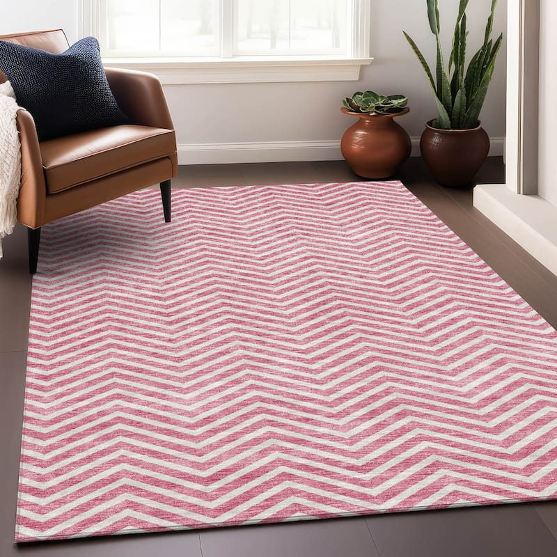Premium Washable Super Soft Modern Chevron Mayfield Rug - Pink - 9' x 12'