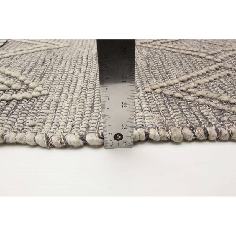 ECARPETGALLERY Braid weave Sienna Grey Wool Rug - 6'1 x 8'8