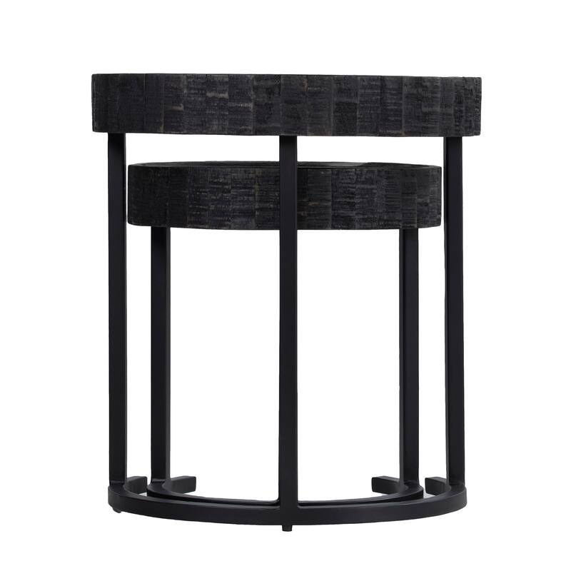 SEI Furniture Karelia Nesting Side Tables, Whitewashed/Black, Set of 2