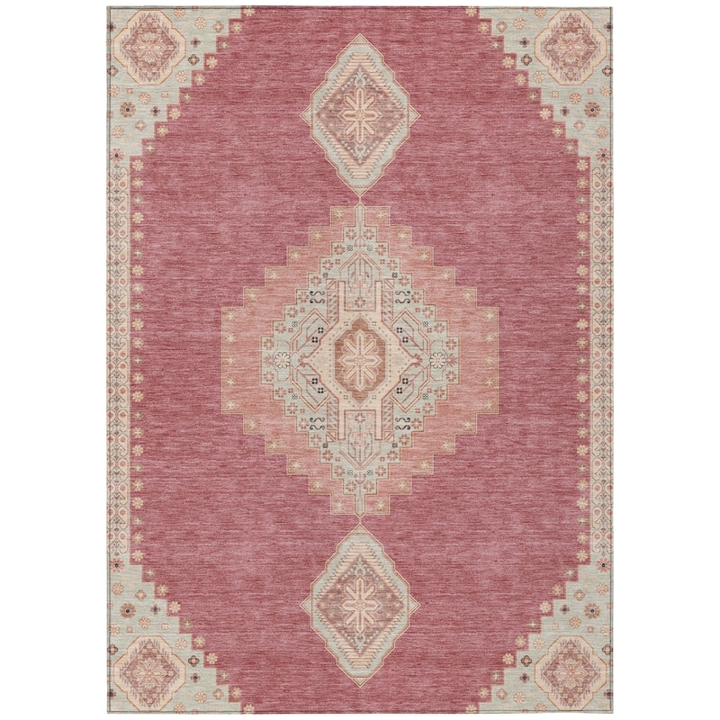 Machine Washable Indoor/ Outdoor Boho Traditional Chantille Rug