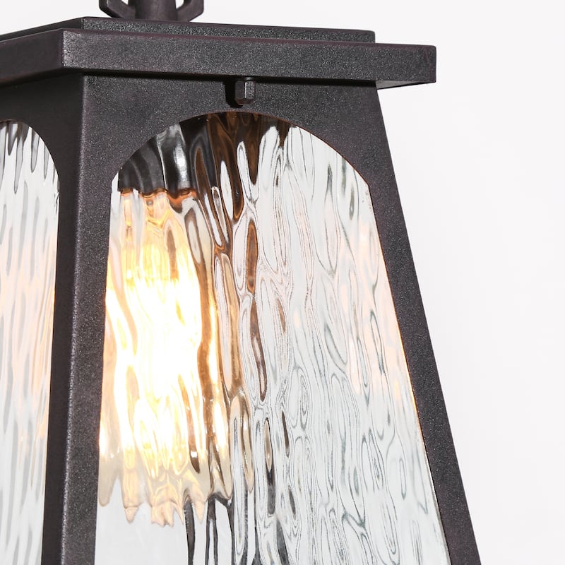 Modern Farmhouse Outdoor Pendant Rippled Glass Lantern Pendant Light