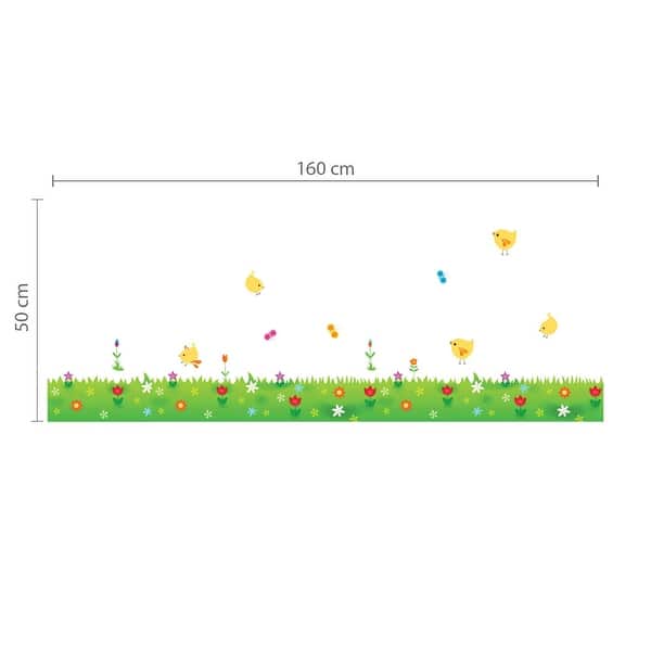 dimension image slide 1 of 2, Walplus Wall Sticker Decal Little Chick Grass Children Kids Room Decor