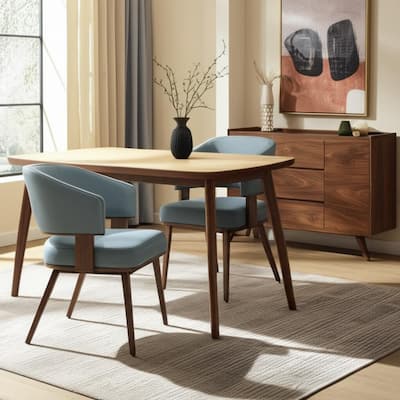 HomeRoots Set of Two Gray and Walnut Upholstered Faux Leather Open Back Dining Arm Chairs - 22' X '30.5' X '23