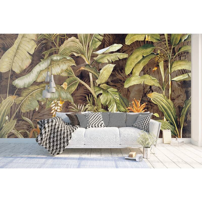 GK Wall Design Retro Tropical Banana Leaves Removable Wallpaper