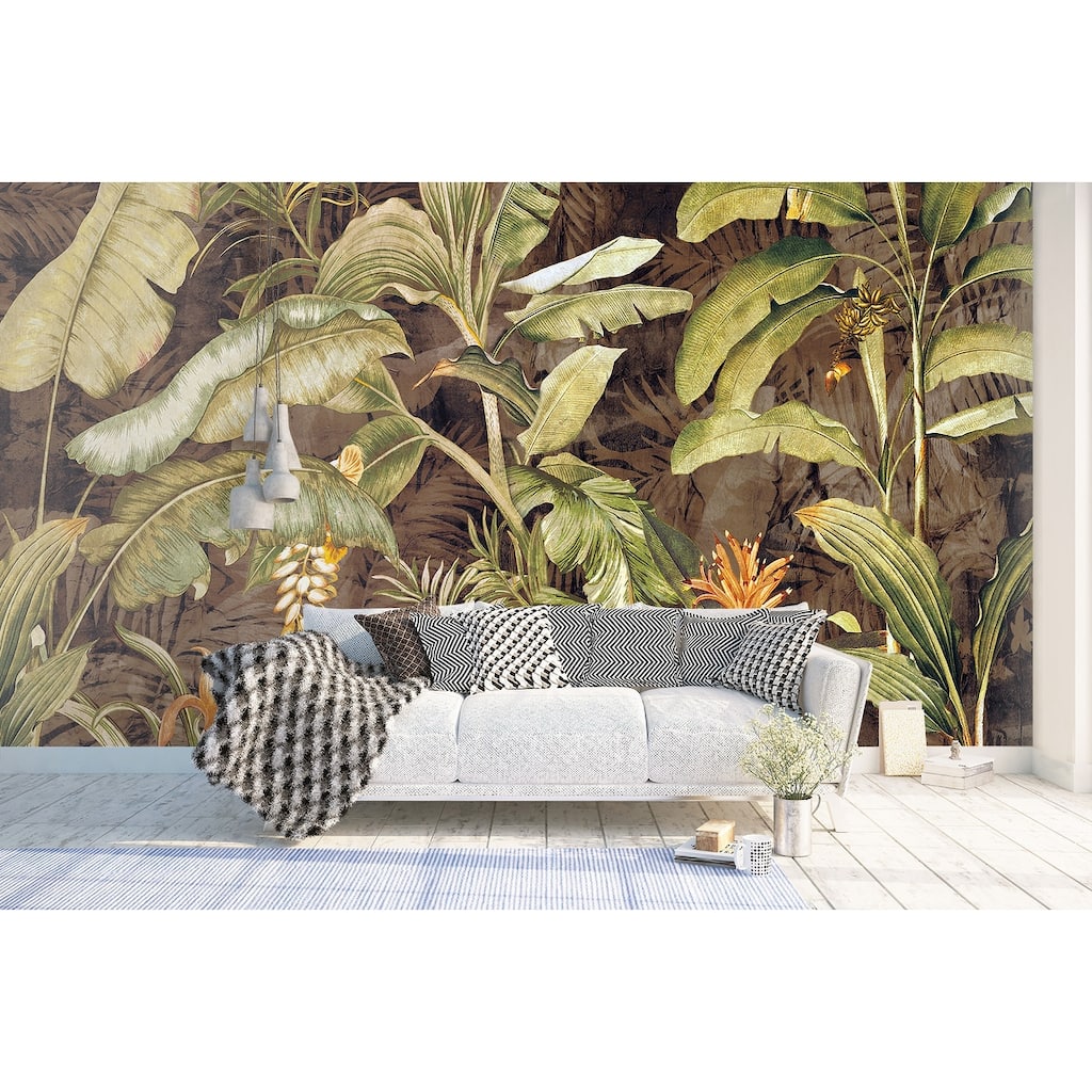 GK Wall Design Retro Tropical Banana Leaves Removable Wallpaper