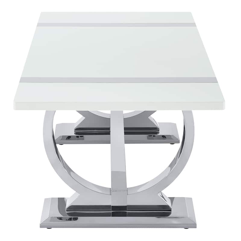 Furniture of America Carra Modern 3-Piece Stainless Steel O-Shaped Trestle Base Coffee Table Set