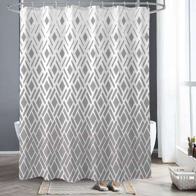 Ombre Diamond Striped Stripe Shower Curtain (72x72 Inches, Light Gray)