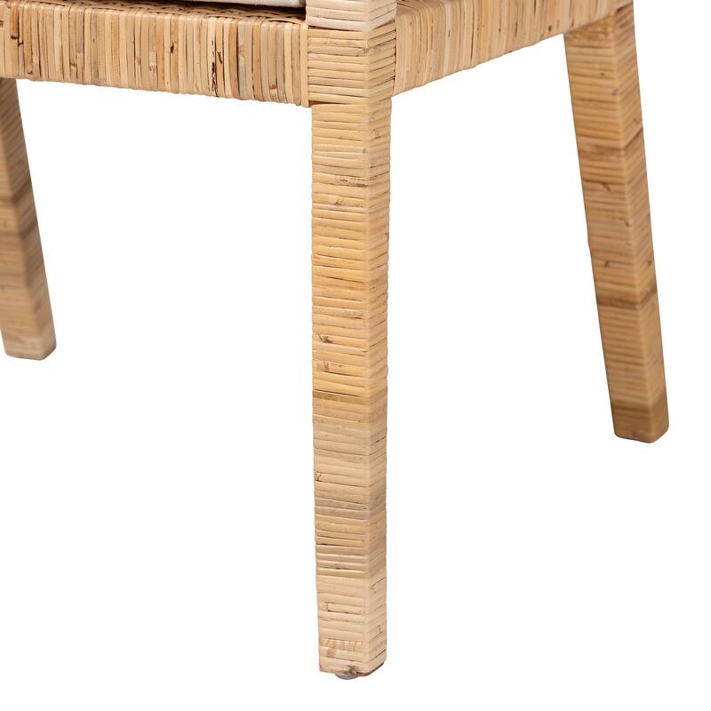 Alexis Natural Rattan Dining Chair - Handcrafted Wingback Accent Chair with Woven Back and Removable Seat Cushion, Boho Seating