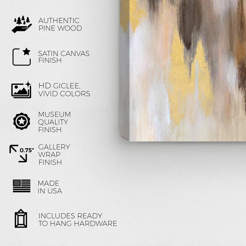 Wynwood Studio Canvas Abstract Golden Shades White and Metallic Gold Modern & Contemporary Wall Art Canvas Print