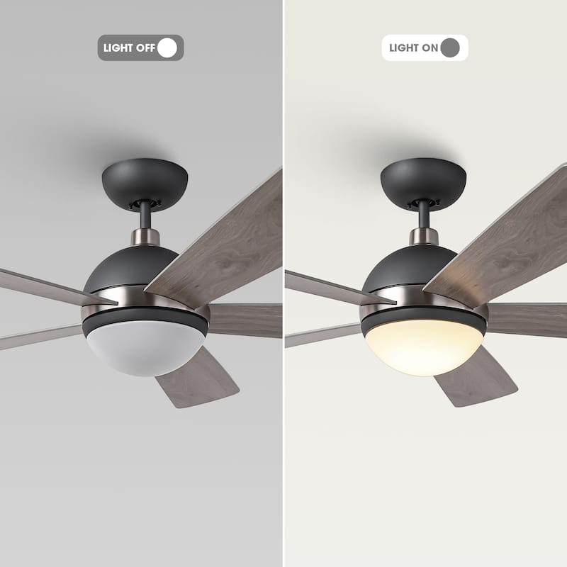 52-inch Graphite Wooden Modern Ceiling Fan with Light and Remote - Timber Gray