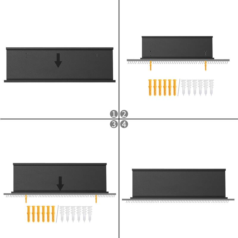 Homy Casa U-Shaped Wall-Mounted Floating Shelf Set of 8, Black & BR