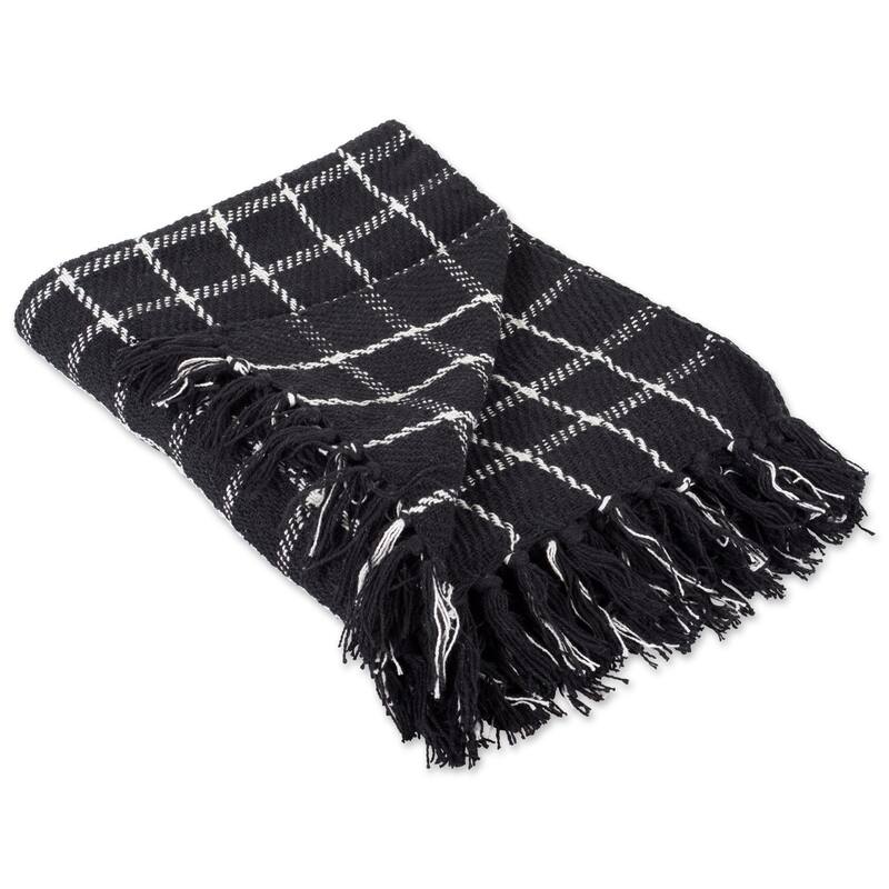 DII Checked Plaid Decorative Throw - Black