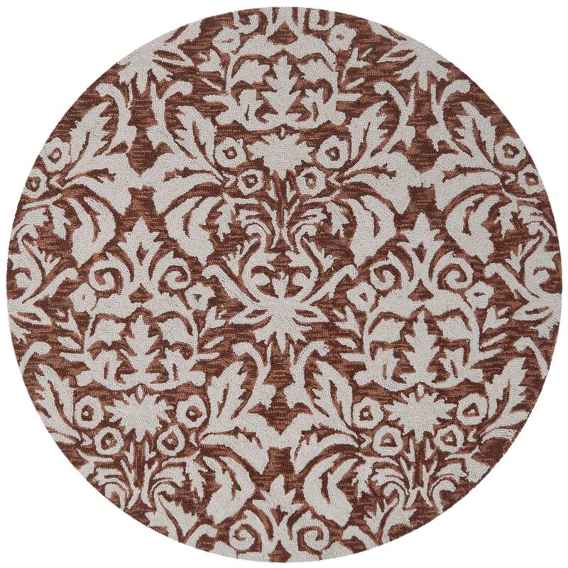 SAFAVIEH Handmade Chelsea Duschka French Country Wool Rug - 3' Round - Brown/Grey