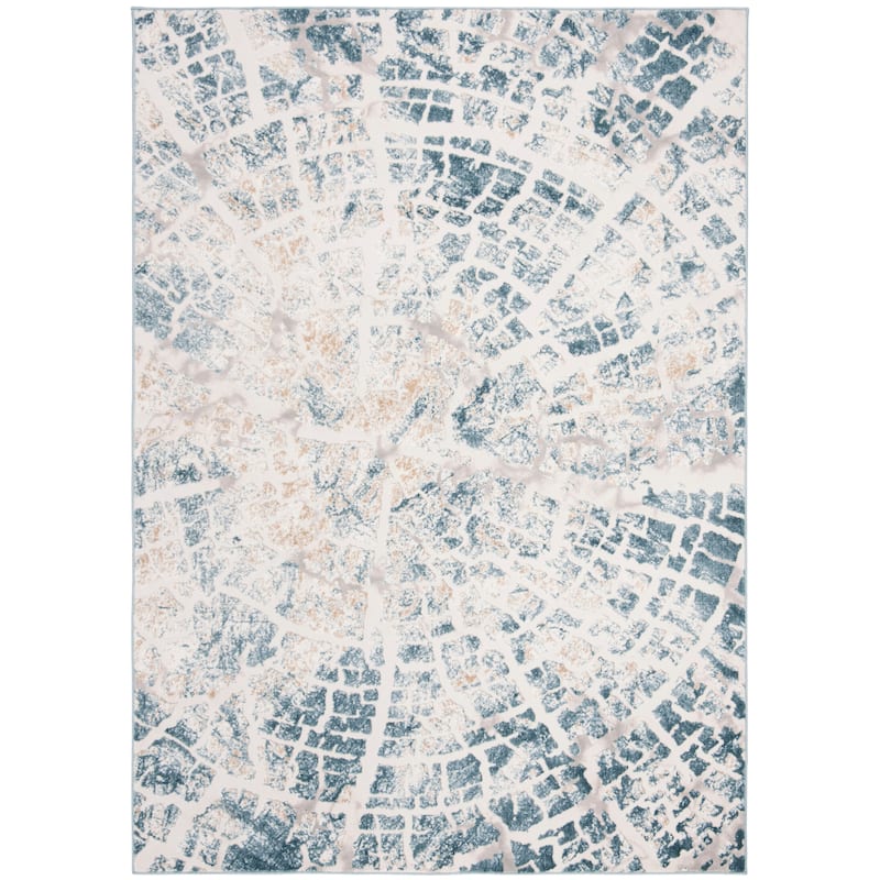 SAFAVIEH Vogue Mittie Modern Abstract Rug - 5'3" x 7'6" - Ivory/Teal