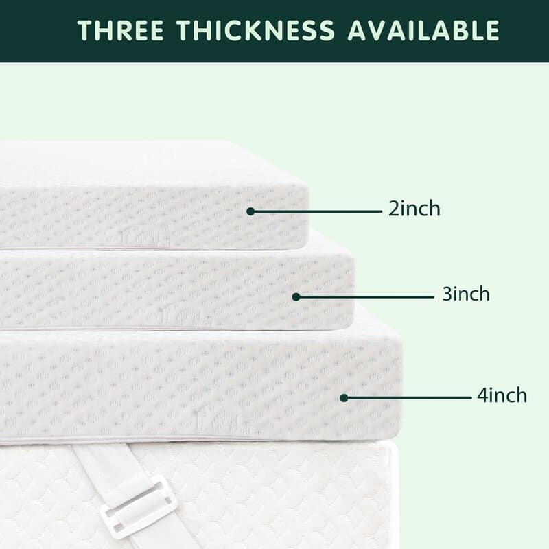2,3 or 4 Inch Gel-Infused Cooling Mattress Topper Memory Foam Mattress Pad with Cover