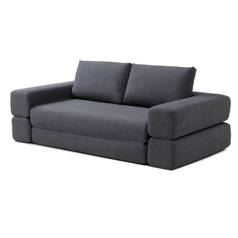 Multi-Functional Folding Sofa Bed Gray Convertible Floor Sofa Couch Lounge Sofa Sleeper Sofa Couch with Pillows