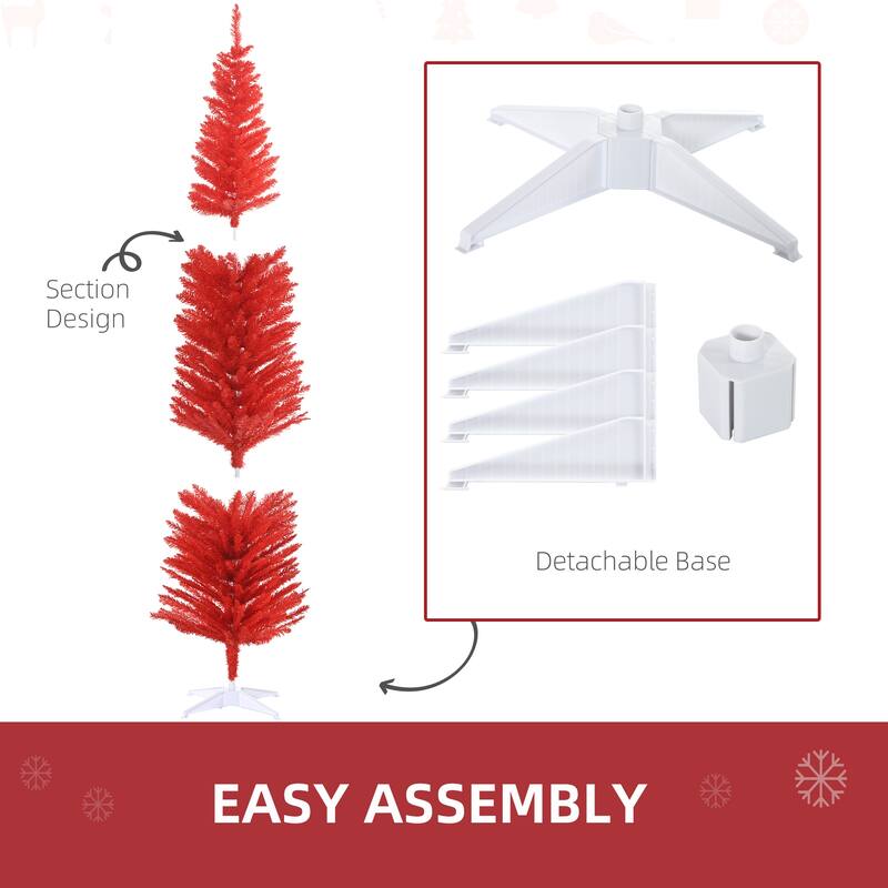 HOMCOM 7' Artificial Pencil Christmas Tree, Slim Xmas Tree with 499 Realistic Branch Tips and Plastic Stand, Blue - 6.89 ft