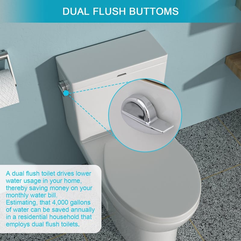 1-piece 1.28 GPF Single Flush Elongated Toilet in White Seat Included - 30" x 16" x 29"