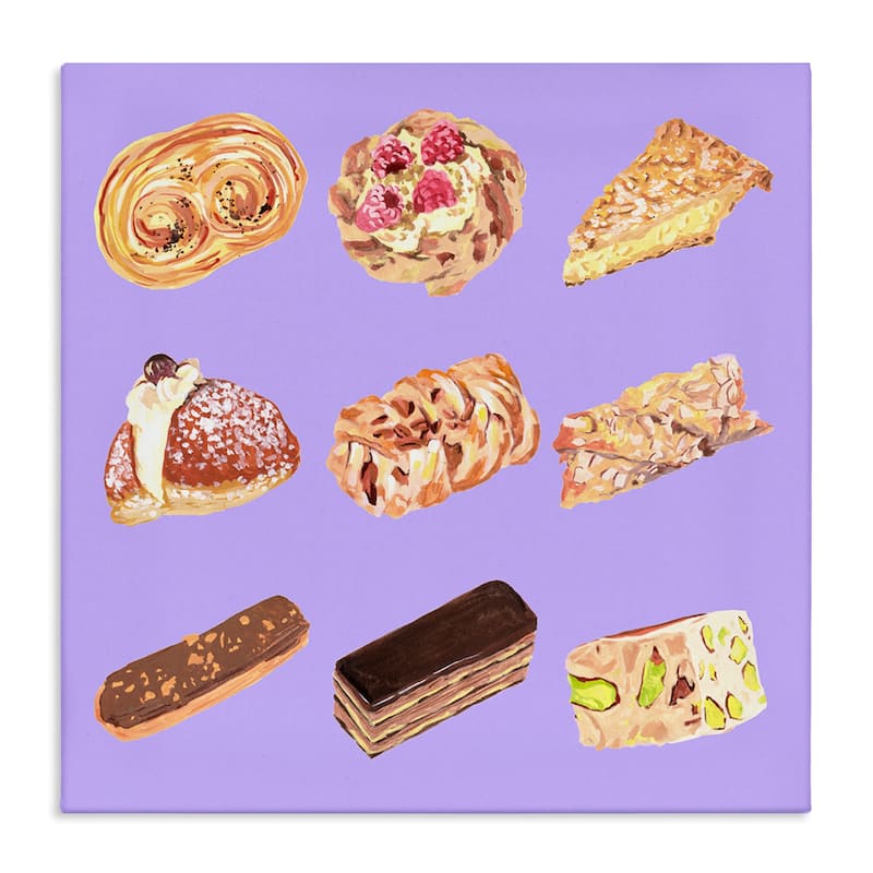 Stupell Bakery Goods on Purple Canvas Wall Art Design By Melissa Wang - 17 x 17