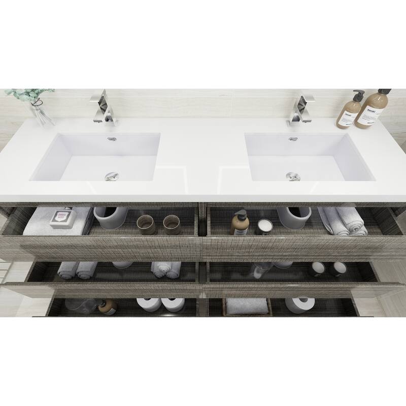 Aron 72'' Freestanding Vanity with Double Reinforced Acrylic Sink