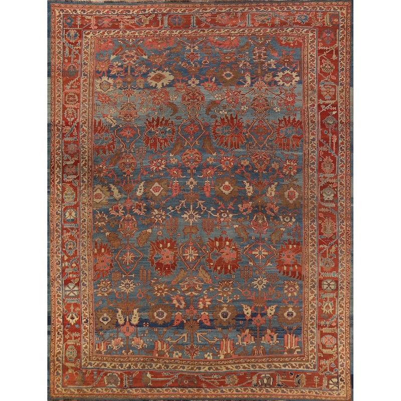Vegetable Dye Heriz Bakhshayesh Persian Area Rug Handmade Wool Carpet - 9'3" x 10'9"