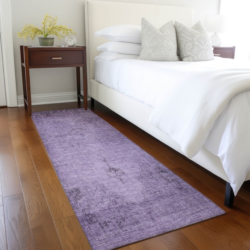 Machine Washable Indoor/ Outdoor Chantille Traditional Vintage Rug - Purple - 2'3" x 7'6"