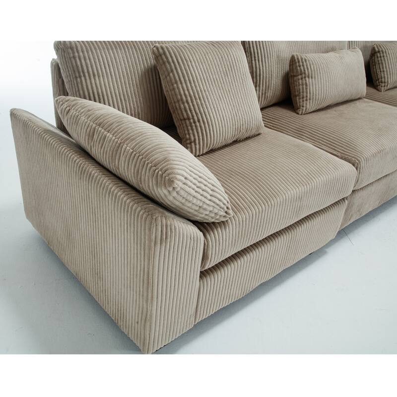 146" Fabric U-Shape Modular Sectional Sofa with Deep Seats and 7 Pillows (5-Seater)